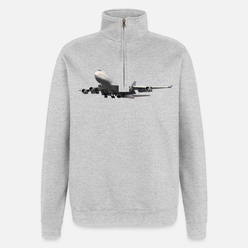 Passagierflugzeug - Quarter-Zip-Sweatshirt - Grau meliert