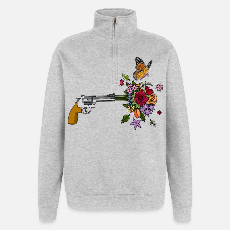 Die Friedenswaffe - Quarter-Zip-Sweatshirt - Grau meliert