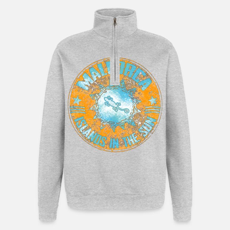 Lizard im Mandala Design - Quarter-Zip-Sweatshirt - Grau meliert