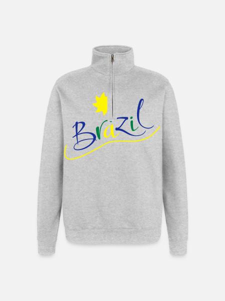 brasilien - Quarter-Zip-Sweatshirt - Grau meliert