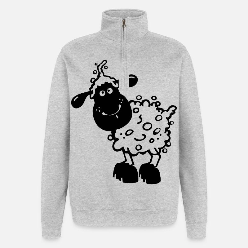Kleines Schaf - Schafe - Quarter-Zip-Sweatshirt - Grau meliert