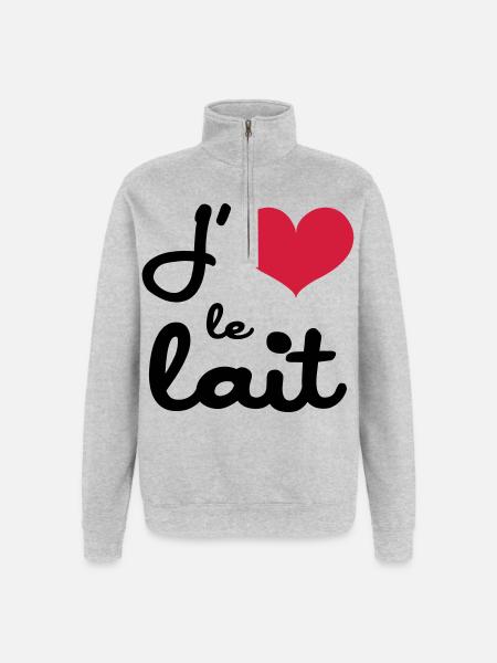 J'aime le lait - Bébé - Sweat à zip 1/4 - gris chiné