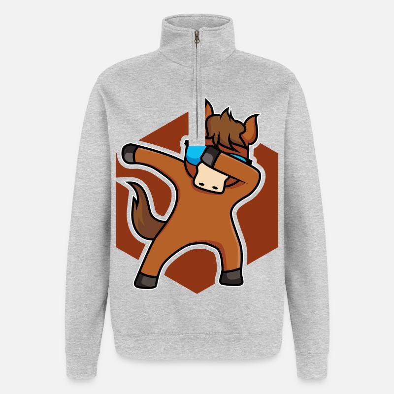 Cheval de cheval cheval - design - Sweat à zip 1/4 - gris chiné