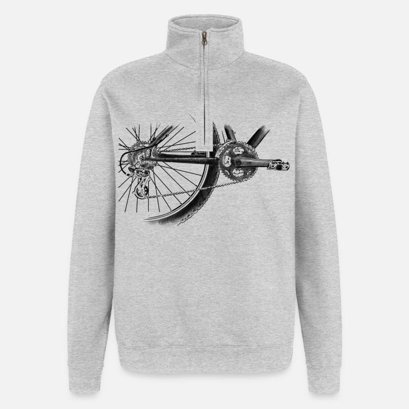 roue - Sweat à zip 1/4 - gris chiné