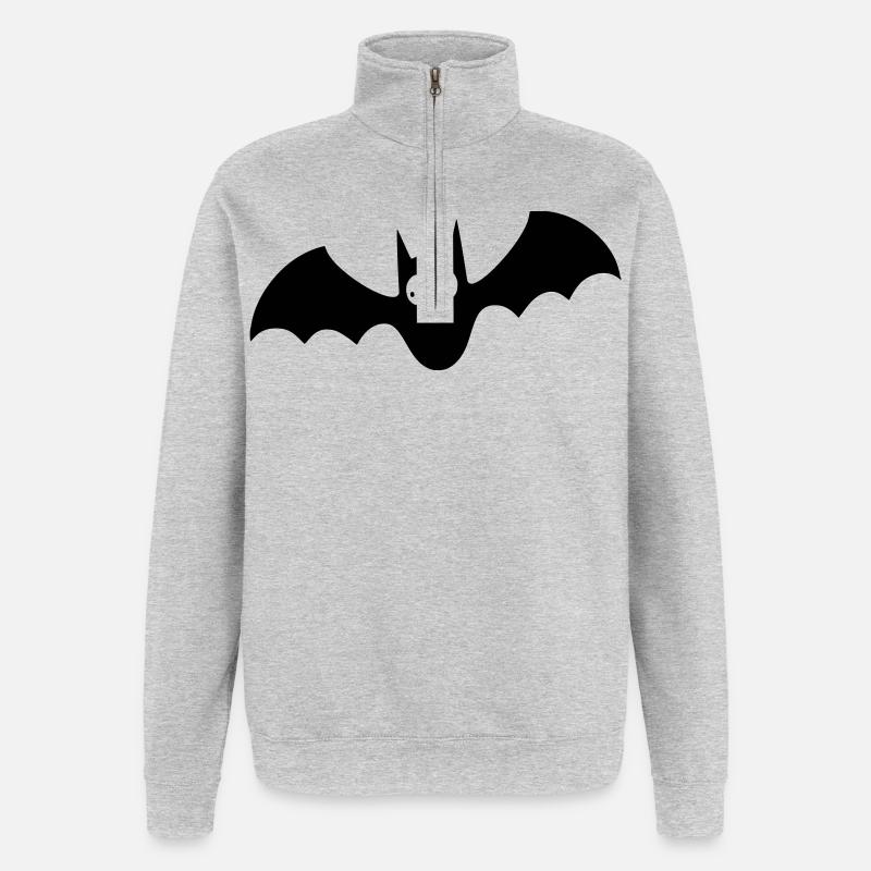 Fledermaus 001 - Quarter-Zip-Sweatshirt - Grau meliert