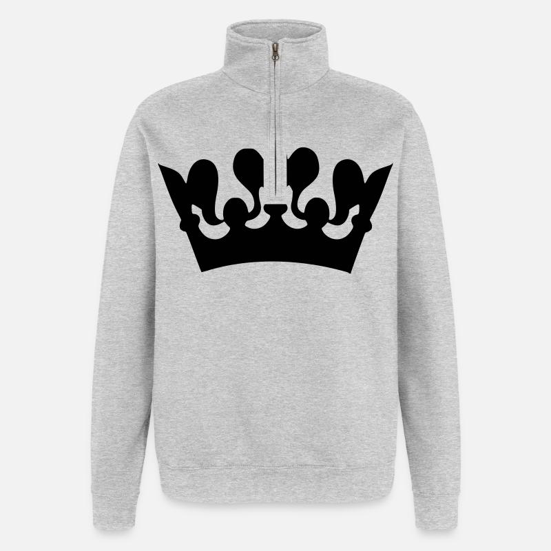 Bild einer Kronenzeichnung # - Quarter-Zip-Sweatshirt - Grau meliert