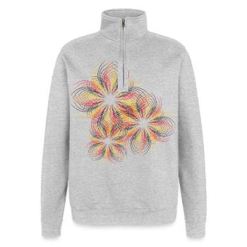Linie - Quarter-Zip-Sweatshirt - Grau meliert - Vorne - AI Model Female 172 light (172cm) & AI Model Male 178 dark (178cm)