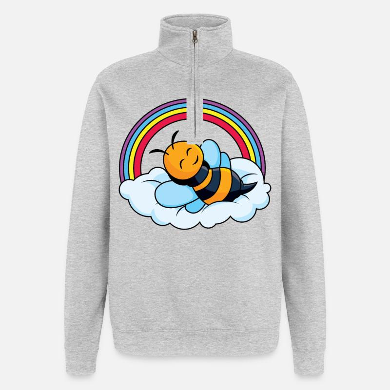 Sleeping bee on cloud - Quarter-Zip Sweatshirt - heather grey