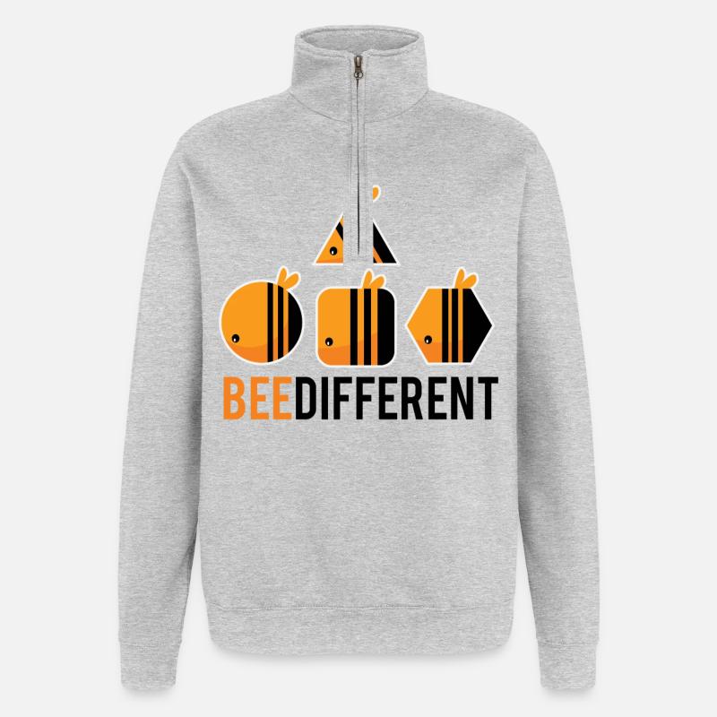 Abeille différente - Sweat à zip 1/4 - gris chiné