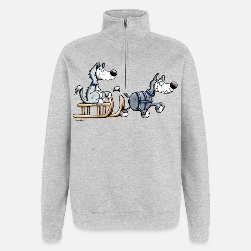 Mignon Husky Team - Sweat à zip 1/4 - gris chiné
