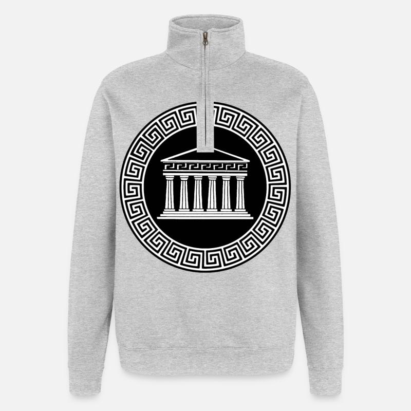 Antiker Tempel - Quarter-Zip-Sweatshirt - Grau meliert
