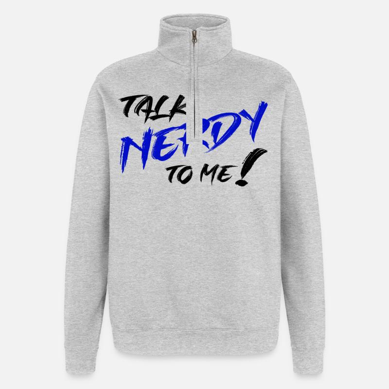 Nerd Graffiti Bleu - Sweat à zip 1/4 - gris chiné