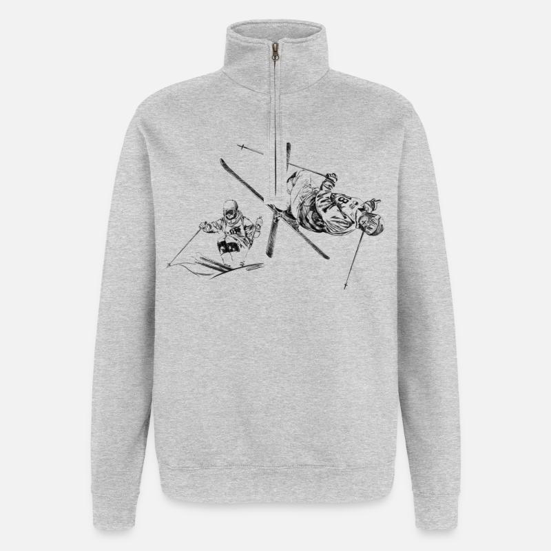 mogul skiing - Sweat à zip 1/4 - gris chiné
