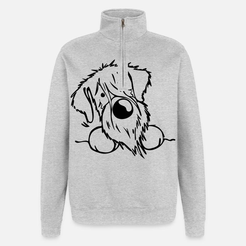 Neugieriger Schnauzer - Quarter-Zip-Sweatshirt - Grau meliert