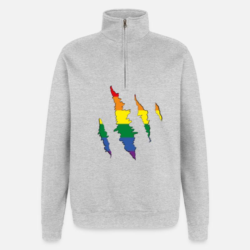 Griffe arc-en-ciel Scratch Trace - Sweat à zip 1/4 - gris chiné
