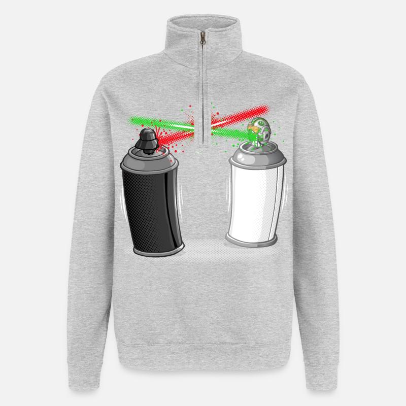 Graffiti wars - Sweat à zip 1/4 - gris chiné