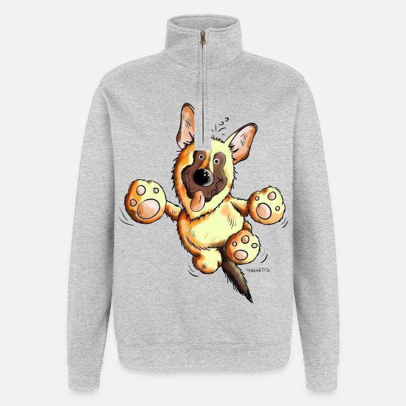 Süßer Deutscher Schäferhund - Quarter-Zip-Sweatshirt - Grau meliert
