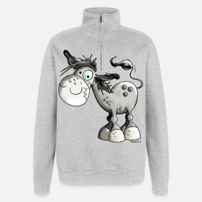 Flippiger Esel - Quarter-Zip-Sweatshirt - Grau meliert