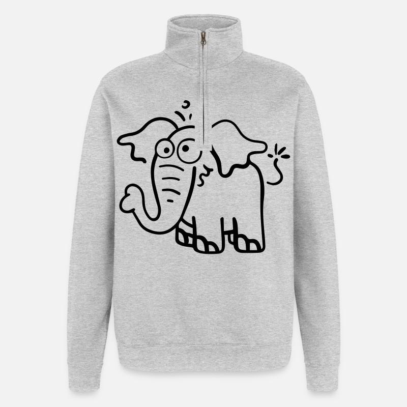 Drôle d'éléphant. - Sweat à zip 1/4 - gris chiné