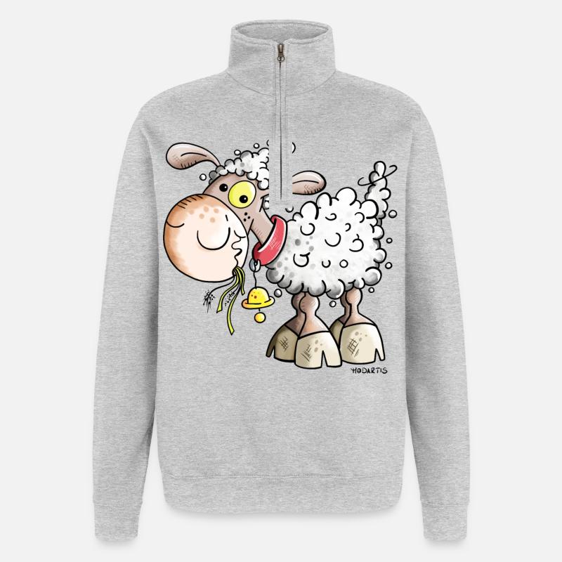 Schaf auf der Weide - Quarter-Zip-Sweatshirt - Grau meliert