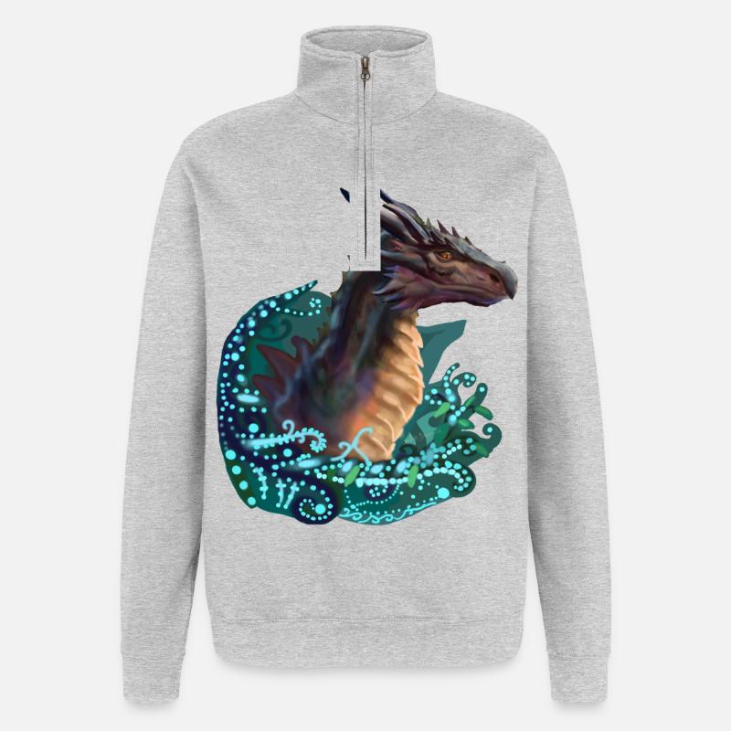 dragon - Sweat à zip 1/4 - gris chiné