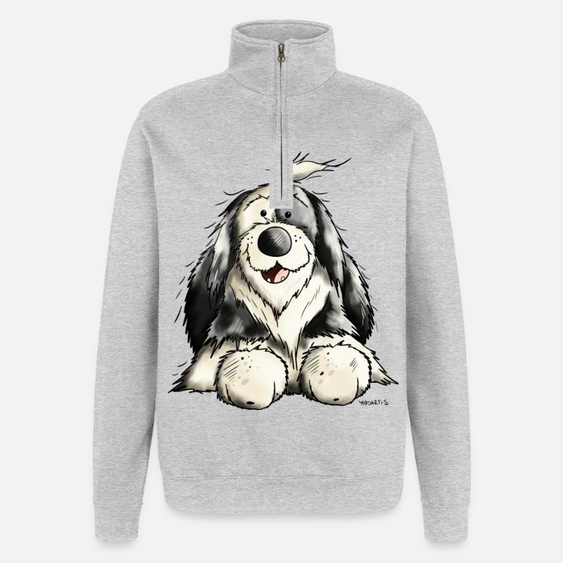 Süßer Bobtail - Quarter-Zip-Sweatshirt - Grau meliert