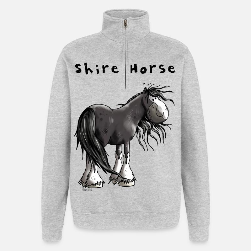 Süßes Shire Horse - Quarter-Zip-Sweatshirt - Grau meliert