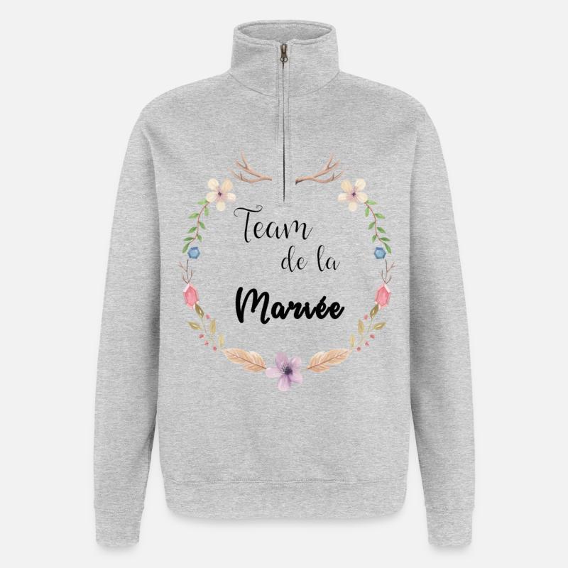 team de la mariée boho - Sweat à zip 1/4 - gris chiné