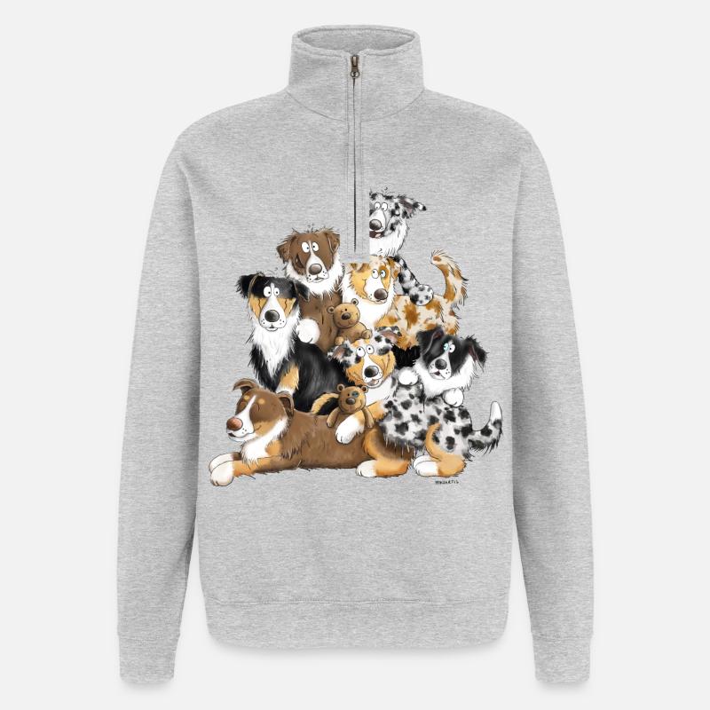 Australian Shepherd Hundehaufen I Aussie Hunde - Quarter-Zip-Sweatshirt - Grau meliert