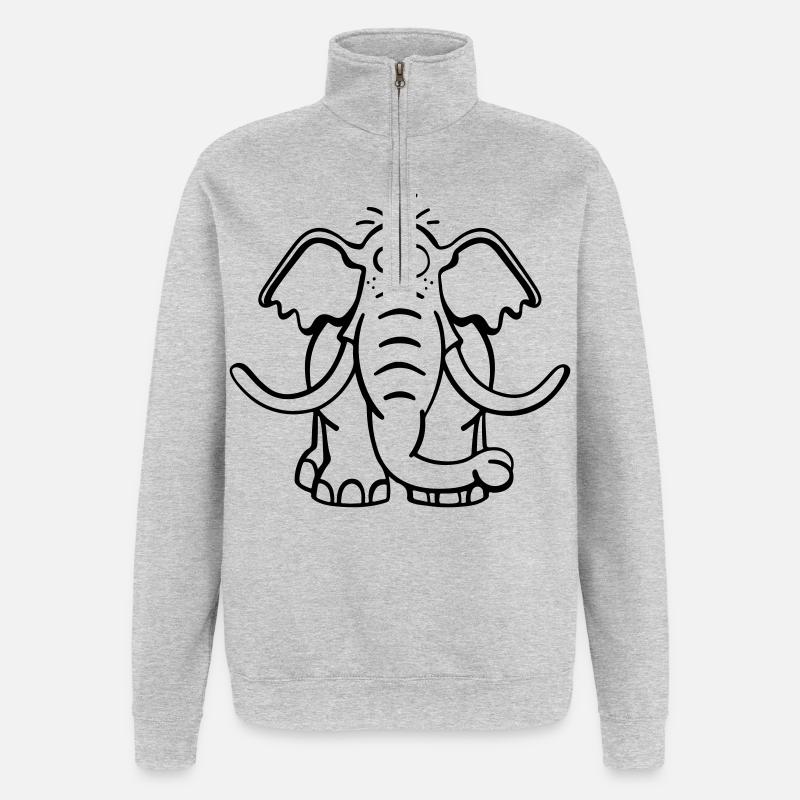Großer Elefant - Quarter-Zip-Sweatshirt - Grau meliert