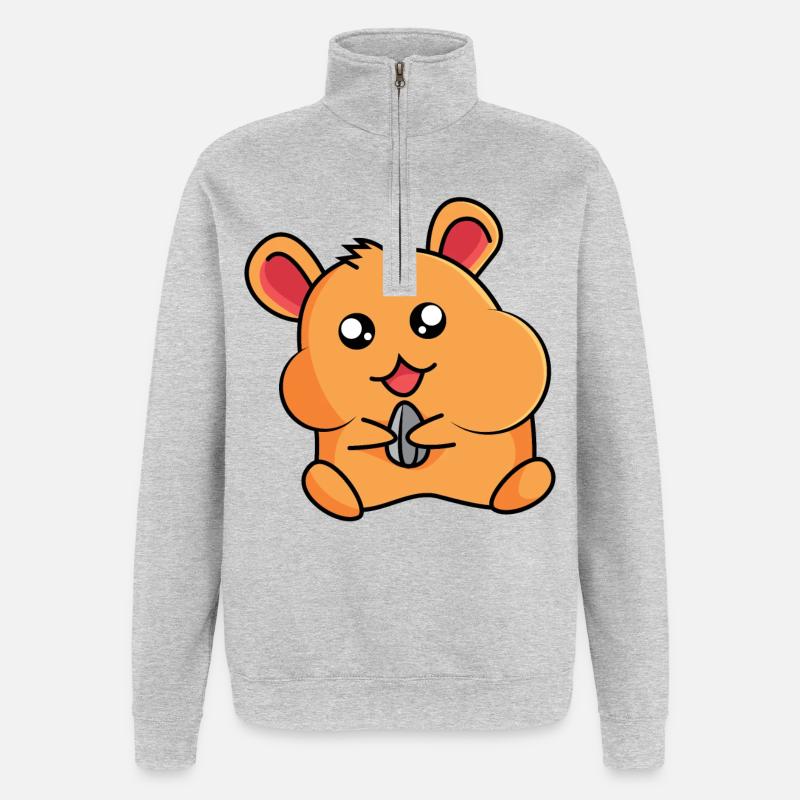 Hamster beim Hamstern - Quarter-Zip-Sweatshirt - Grau meliert