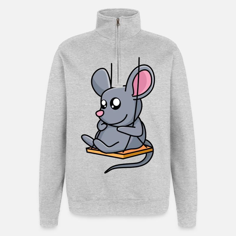 Mäuseschaukel - Quarter-Zip-Sweatshirt - Grau meliert
