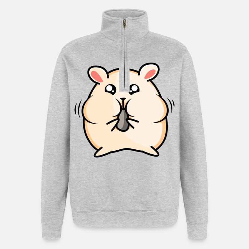 Conception de hamster - Sweat à zip 1/4 - gris chiné