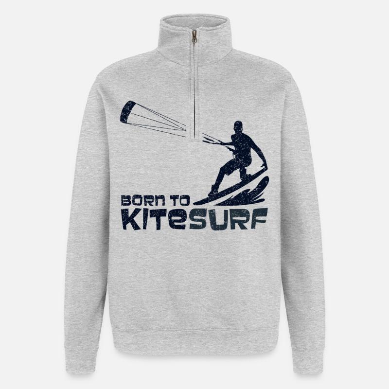 Kitesurf - conception - Sweat à zip 1/4 - gris chiné