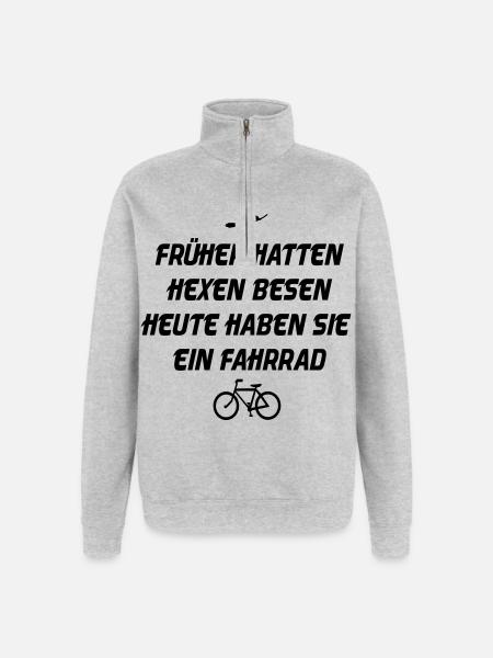 Hexenbesen Fahrrad - Quarter-Zip-Sweatshirt - Grau meliert