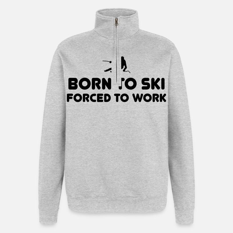Born to Ski - Quarter-Zip-Sweatshirt - Grau meliert
