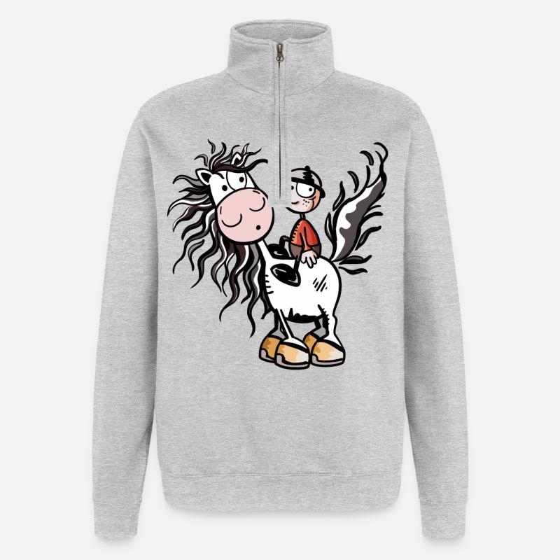 Junge aufm Pferdchen - Quarter-Zip-Sweatshirt - Grau meliert