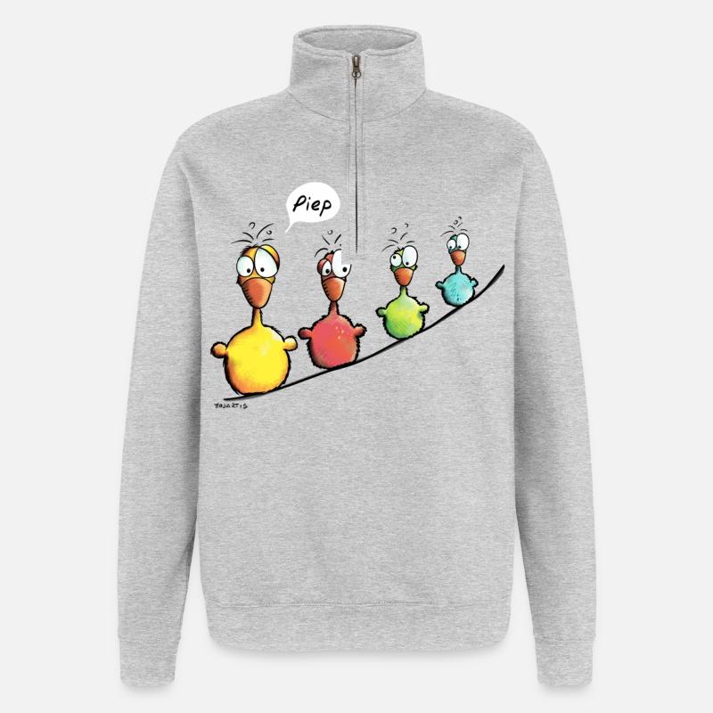 Vogelleine Piep - Quarter-Zip-Sweatshirt - Grau meliert
