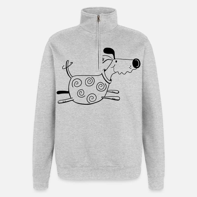 Drolliger Hund - Dog - Hunde - Comic - Quarter-Zip-Sweatshirt - Grau meliert