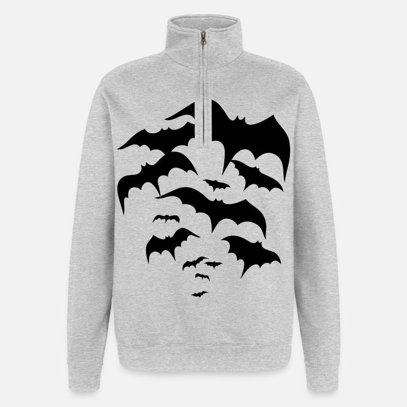 Fledermäuse, bats, Vampire, Dracula - Quarter-Zip-Sweatshirt - Grau meliert