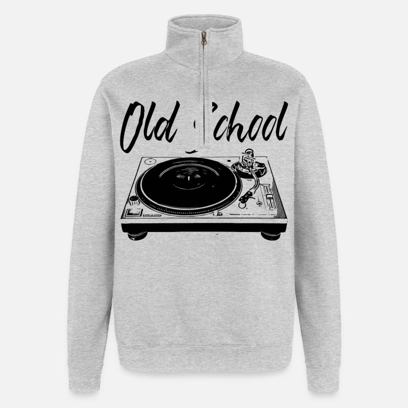 Old School - Turntables - Quarter-Zip Sweatshirt - heather grey