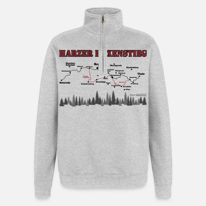 Harzer Hexenstieg - Sweat à zip 1/4 - gris chiné