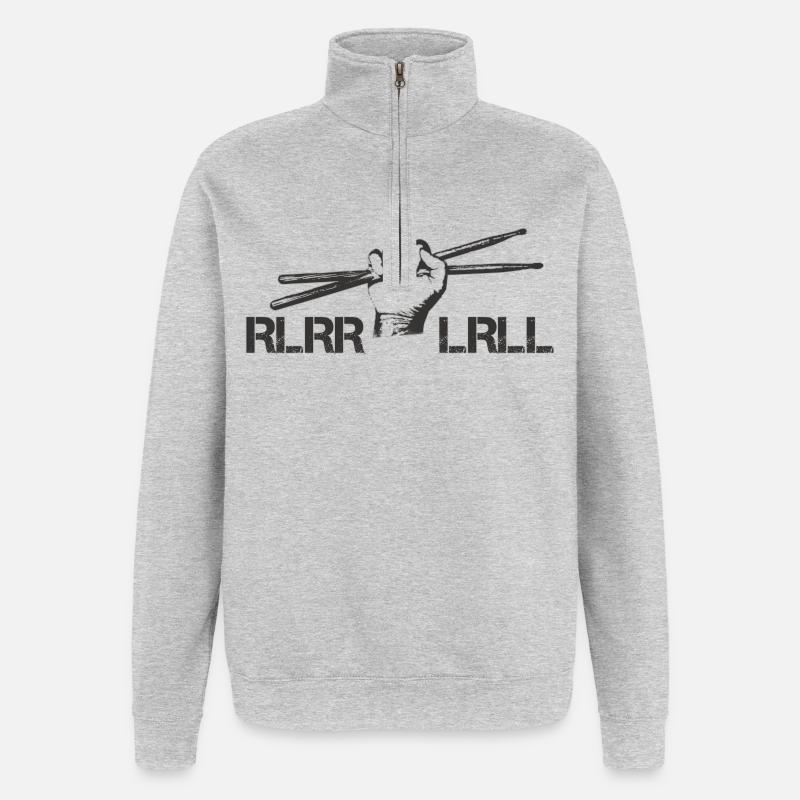 Drums Drummer Schlagzeuger - Single Paradiddle - Sweat à zip 1/4 - gris chiné