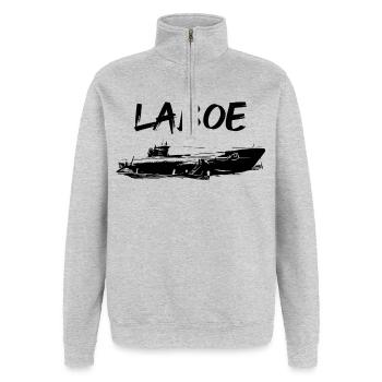 Laboe sous-marin - Sweat à zip 1/4 - gris chiné - Devant - AI Model Female 172 light (172cm) & AI Model Male 178 dark (178cm)