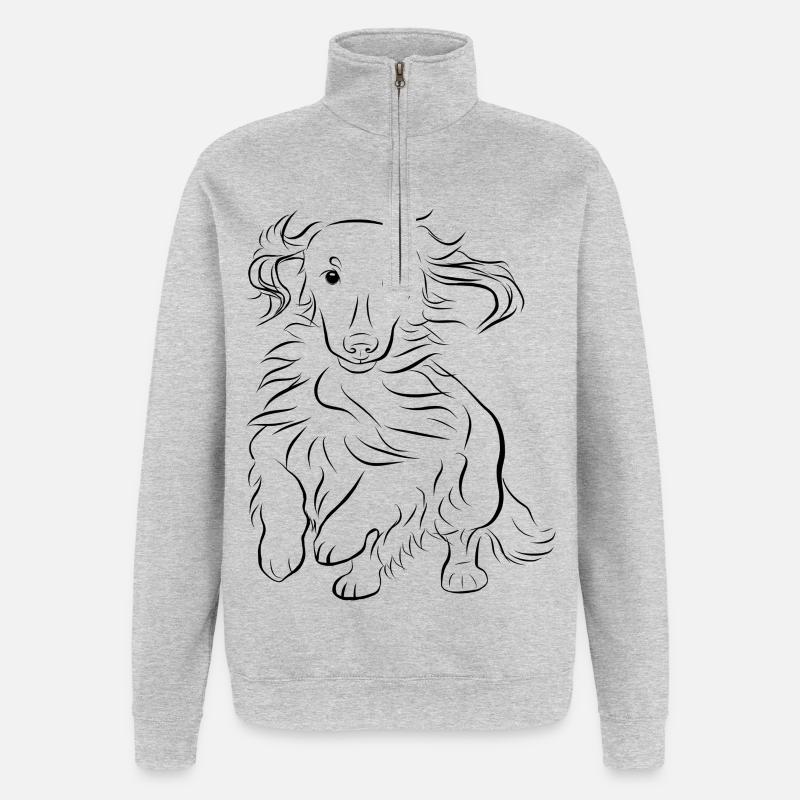 Dackel-Geschwindigkeit - Quarter-Zip-Sweatshirt - Grau meliert