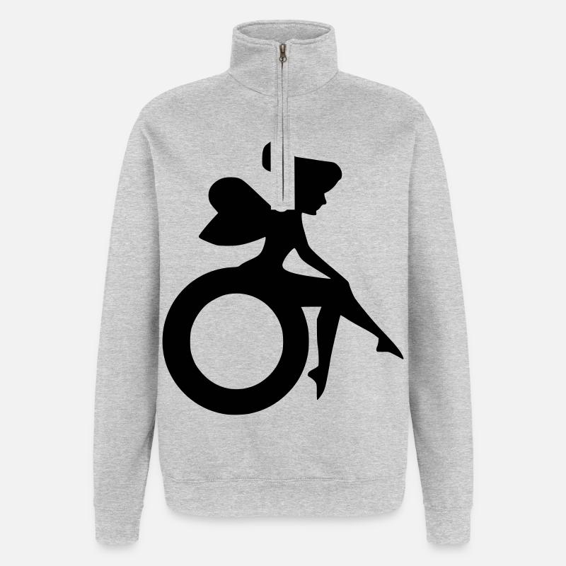 Bild einer Fee im Rollstuhl # - Quarter-Zip-Sweatshirt - Grau meliert