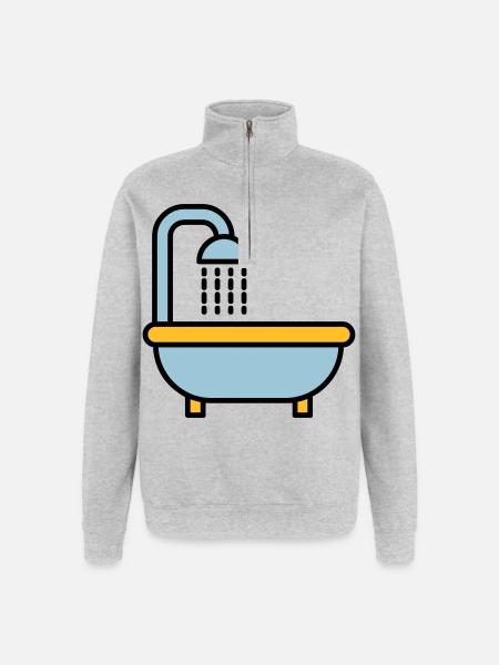 Baignoire - Sweat à zip 1/4 - gris chiné