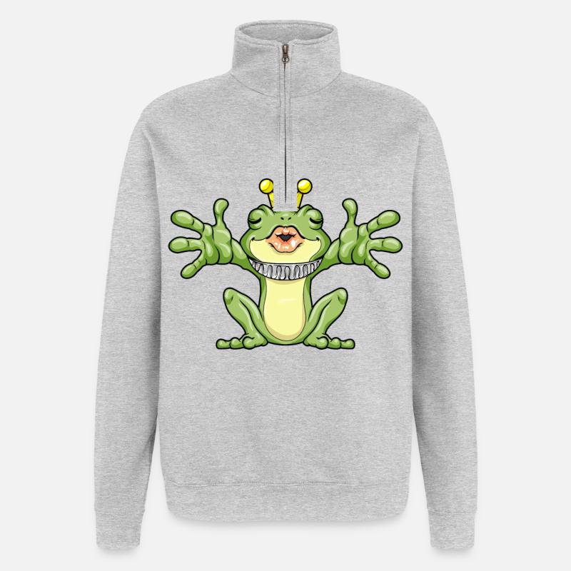 Frosch Krone - Quarter-Zip-Sweatshirt - Grau meliert
