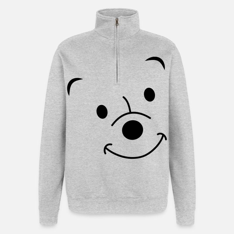 Ours qui rit - Sweat à zip 1/4 - gris chiné