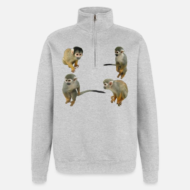 Affen - Quarter-Zip-Sweatshirt - Grau meliert